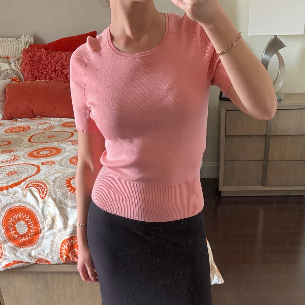 Saks Fifth Avenue Pink Short Sleeve and Cardigan Set
